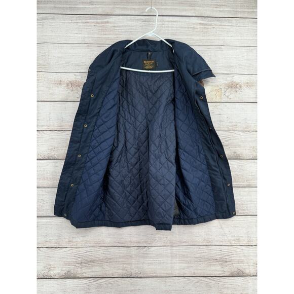 Burton Durable Goods Quilt Lined Tie Waist Jacket Womens XS Navy Blue Hooded - Picture 3 of 14